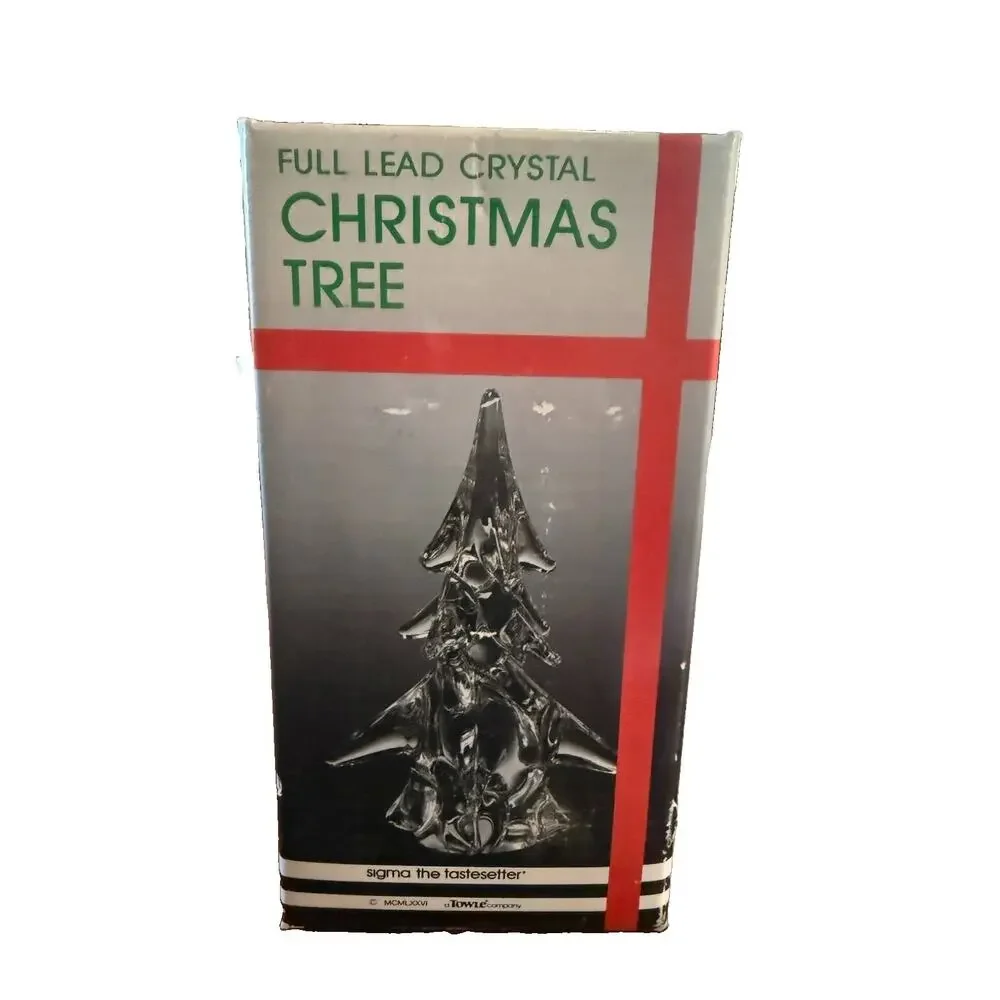 Vtg Sigma The Tastesetter Lead Crystal Christmas Tree Figurine 8” In Box 24%